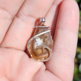 Carnelian and White Bubbly Tabasco Drusy Quartz Crystal Geode Pendant in Sterling Silver