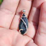 Dark Marquis Tabasco Drusy Quartz Crystal Geode Pendant in Sterling Silver