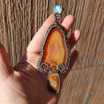 Carnelian Mushroom Pendant Necklace in Silver and Copper