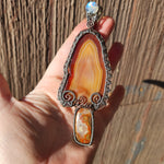 Carnelian Mushroom Pendant Necklace in Silver and Copper