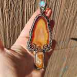 Carnelian Mushroom Pendant Necklace in Silver and Copper