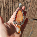 Carnelian Mushroom Pendant Necklace in Silver and Copper
