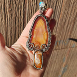Carnelian Mushroom Pendant Necklace in Silver and Copper