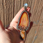 Carnelian Mushroom Pendant Necklace in Silver and Copper