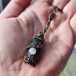 Flying Witches Broomstick Pendant Raw Black Kyanite Necklace