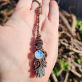 Flying Witches Broomstick Pendant Raw Black Kyanite Necklace