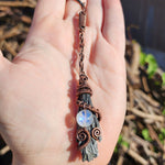 Flying Witches Broomstick Pendant Raw Black Kyanite Necklace