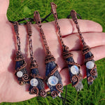 Flying Witches Broomstick Pendant Raw Black Kyanite Necklace