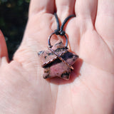 Pink Rhodonite Star Pendant in Copper