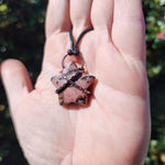 Pink Rhodonite Star Pendant in Copper