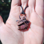 Pink Rhodonite Star Pendant in Copper