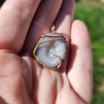Tabasco Drusy Quartz Crystal Geode Pendant in Rose Gold Fill