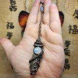 Flying Witches Broomstick Pendant Raw Black Kyanite Necklace