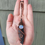 Flying Witches Broomstick Pendant Raw Black Kyanite Necklace