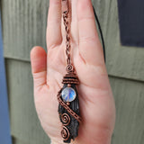 Flying Witches Broomstick Pendant Raw Black Kyanite Necklace