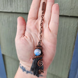 Flying Witches Broomstick Pendant Raw Black Kyanite Necklace