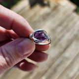 Raw Natural Amethyst Crystal Ring in Sz 8