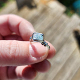 Raw Mt Antero Aquamarine Crystal Ring in Sterling Silver Sz 7