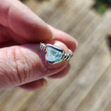 Raw Mt Antero Aquamarine Crystal Ring in Sterling Silver Sz 7