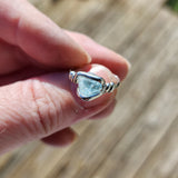 Raw Mt Antero Aquamarine Crystal Ring in Sterling Silver Sz 7