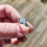 Raw Mt Antero Aquamarine Crystal Ring in Sterling Silver Sz 7