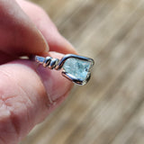 Raw Mt Antero Aquamarine Crystal Ring in Sterling Silver Sz 7