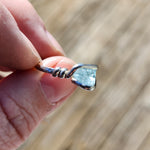 Raw Mt Antero Aquamarine Crystal Ring in Sterling Silver Sz 7