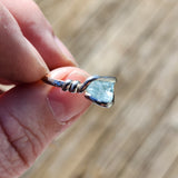 Raw Mt Antero Aquamarine Crystal Ring in Sterling Silver Sz 7