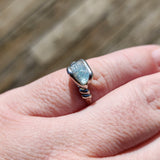 Raw Mt Antero Aquamarine Crystal Ring in Sterling Silver Sz 7