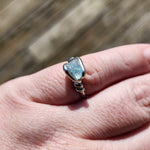Raw Mt Antero Aquamarine Crystal Ring in Sterling Silver Sz 7