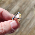 Raw Pink Oregon Sunstone Crystal Ring in Sterling Silver Sz 6 with Copper Schiller