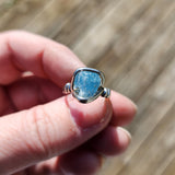 Raw Blue Mt Antero Aquamarine Crystal Ring in Sterling Silver Sz 7