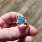 Raw Blue Mt Antero Aquamarine Crystal Ring in Sterling Silver Sz 7