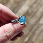 Raw Blue Mt Antero Aquamarine Crystal Ring in Sterling Silver Sz 7