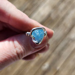 Raw Blue Mt Antero Aquamarine Crystal Ring in Sterling Silver Sz 7