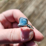 Raw Blue Mt Antero Aquamarine Crystal Ring in Sterling Silver Sz 7