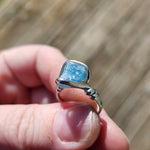 Raw Blue Mt Antero Aquamarine Crystal Ring in Sterling Silver Sz 7