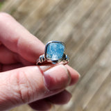 Raw Blue Mt Antero Aquamarine Crystal Ring in Sterling Silver Sz 7