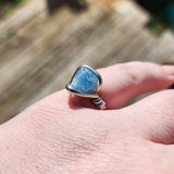 Raw Blue Mt Antero Aquamarine Crystal Ring in Sterling Silver Sz 7