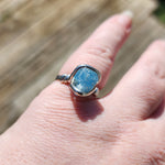 Raw Blue Mt Antero Aquamarine Crystal Ring in Sterling Silver Sz 7