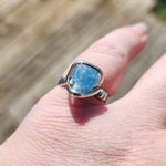 Raw Blue Mt Antero Aquamarine Crystal Ring in Sterling Silver Sz 7