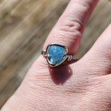 Raw Blue Mt Antero Aquamarine Crystal Ring in Sterling Silver Sz 7