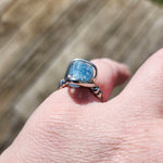 Raw Blue Mt Antero Aquamarine Crystal Ring in Sterling Silver Sz 7