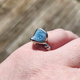 Raw Blue Mt Antero Aquamarine Crystal Ring in Sterling Silver Sz 7