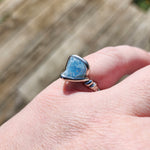 Raw Blue Mt Antero Aquamarine Crystal Ring in Sterling Silver Sz 7