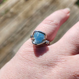 Raw Blue Mt Antero Aquamarine Crystal Ring in Sterling Silver Sz 7