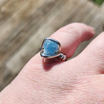 Raw Blue Mt Antero Aquamarine Crystal Ring in Sterling Silver Sz 7