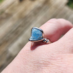 Raw Blue Mt Antero Aquamarine Crystal Ring in Sterling Silver Sz 7