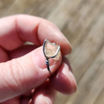 Raw Pink Oregon Sunstone Crystal Ring in Sterling Silver Sz 6.5 with Copper Schiller