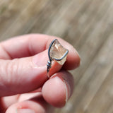 Raw Pink Oregon Sunstone Crystal Ring in Sterling Silver Sz 6.5 with Copper Schiller